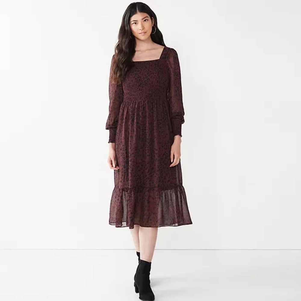 Nine West smocked midi dress
